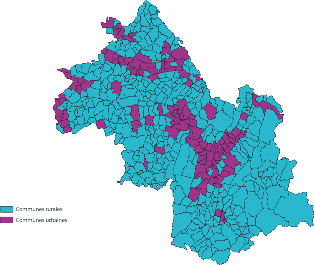 Communes rurales et urbaines Isere